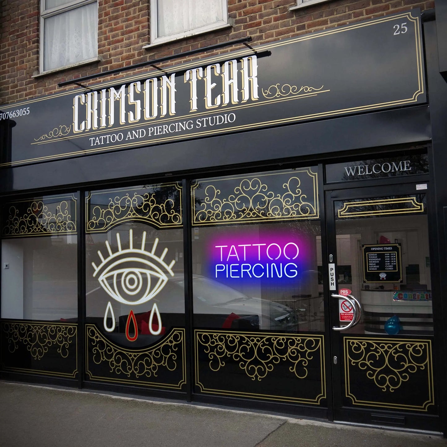 Tattoo Piercing Neon Light Wall Sign for Tattoo Salon Studio Shop LED Fun Wall Art Decor for Business Stores Display Man Cave