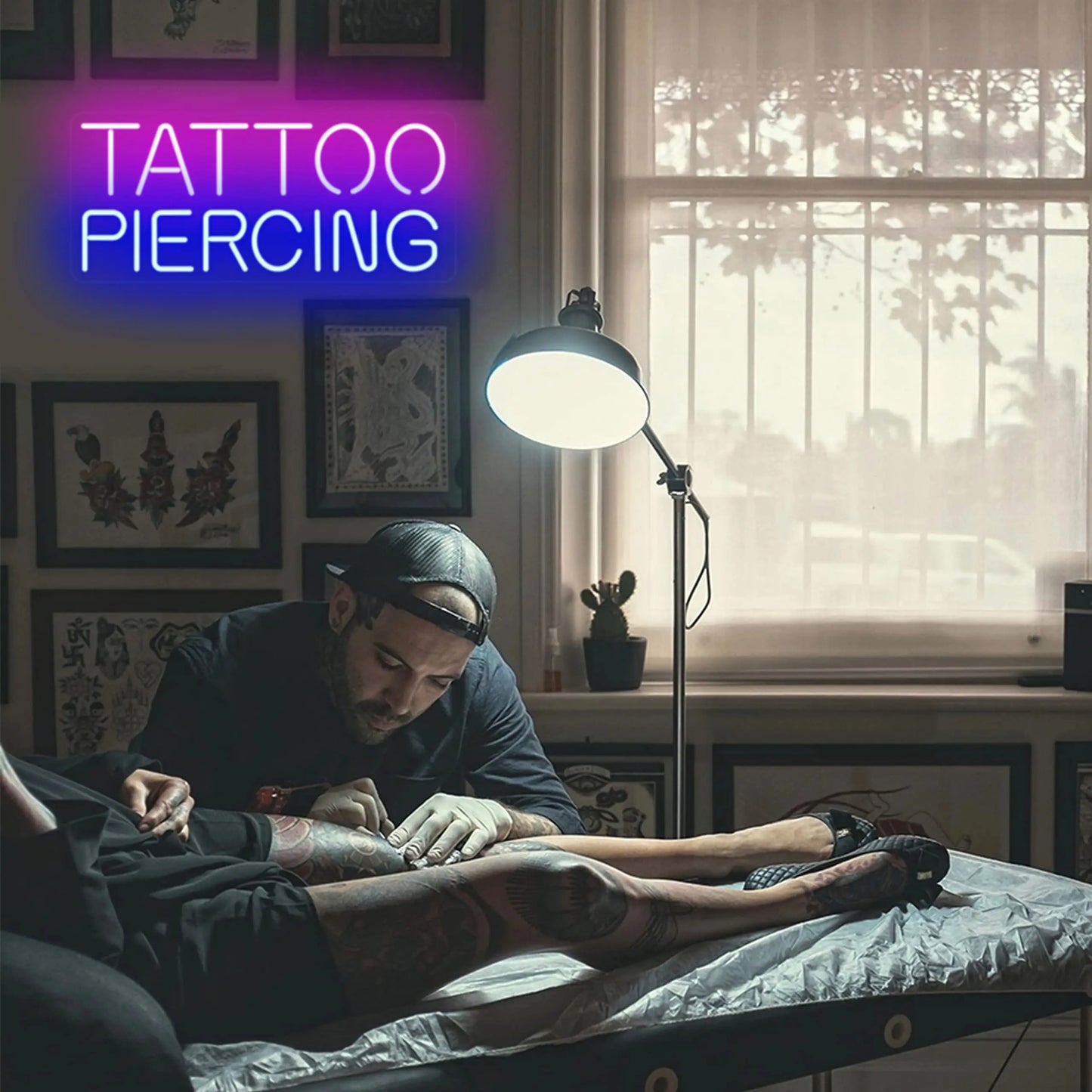 Tattoo Piercing Neon Light Wall Sign for Tattoo Salon Studio Shop LED Fun Wall Art Decor for Business Stores Display Man Cave