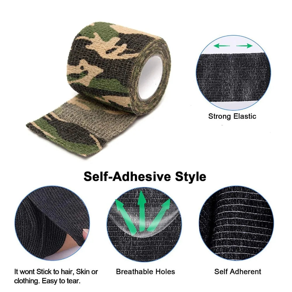 24pcs Camouflage Tattoo Grip Bandage Cover Elastic Wraps Tapes Nonwoven Self-adhesive Finger Protection for Tattoo Machine Pen