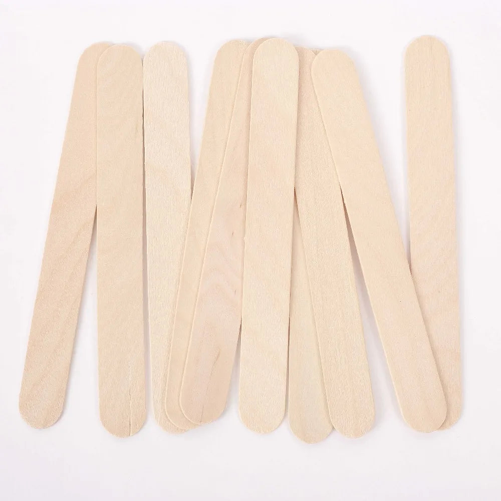 100pcs Disposable Wooden Tongue Depressor Body Waxing Tools Body Hair Removal Sticks Individually Packing Supply