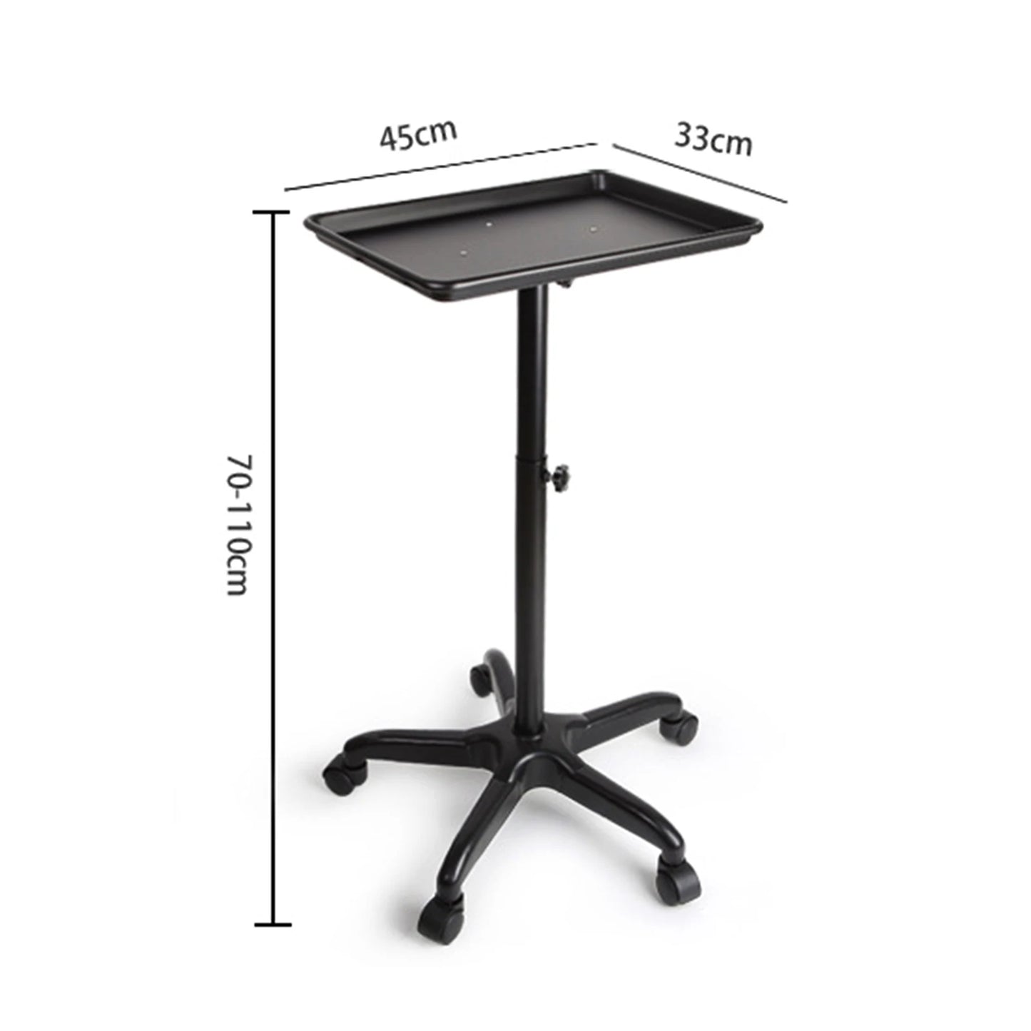 Metal Sier Rolling Service Instrument Tray Black &Sier Salon Spa Beauty Tattoo Cart